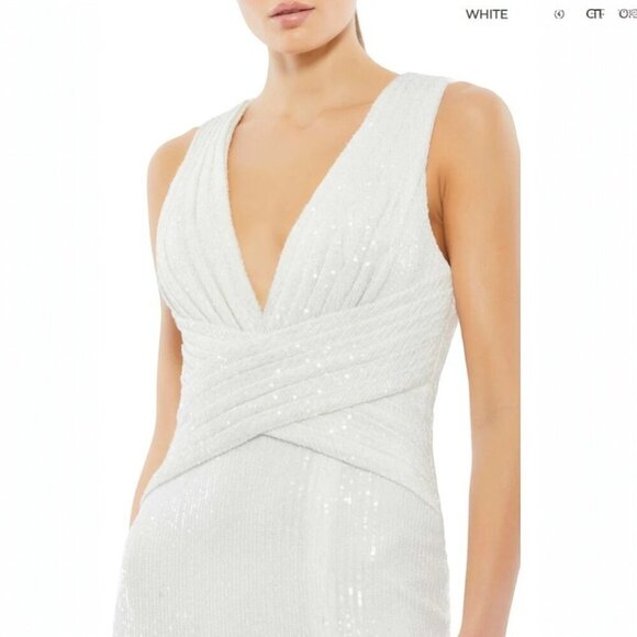 NEW NWT White Mac Duggal Long Formal  sequin Dress Size 0 Size XS - Picture 4 of 4